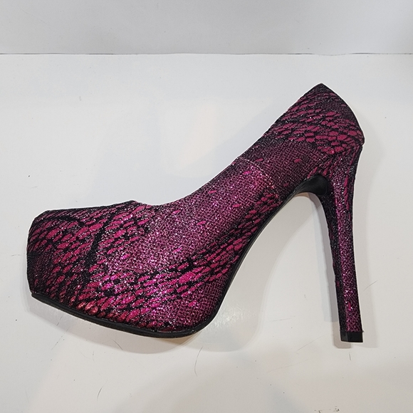 Pink Glitter platform 5.5 inch heel - Picture 2 of 5